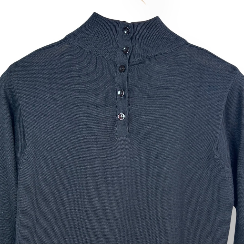 4/$20 Talbots Petites 100% Silk Black Mock Neck Back Button Sweater Vintage PS - Picture 3 of 5